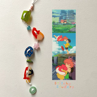 Ghibli Studio Button Bracelet - สร้อยข้อมือเชือกขี้ผึ้งการ์ตูนแฮนด์เมด - Stitchystuffses