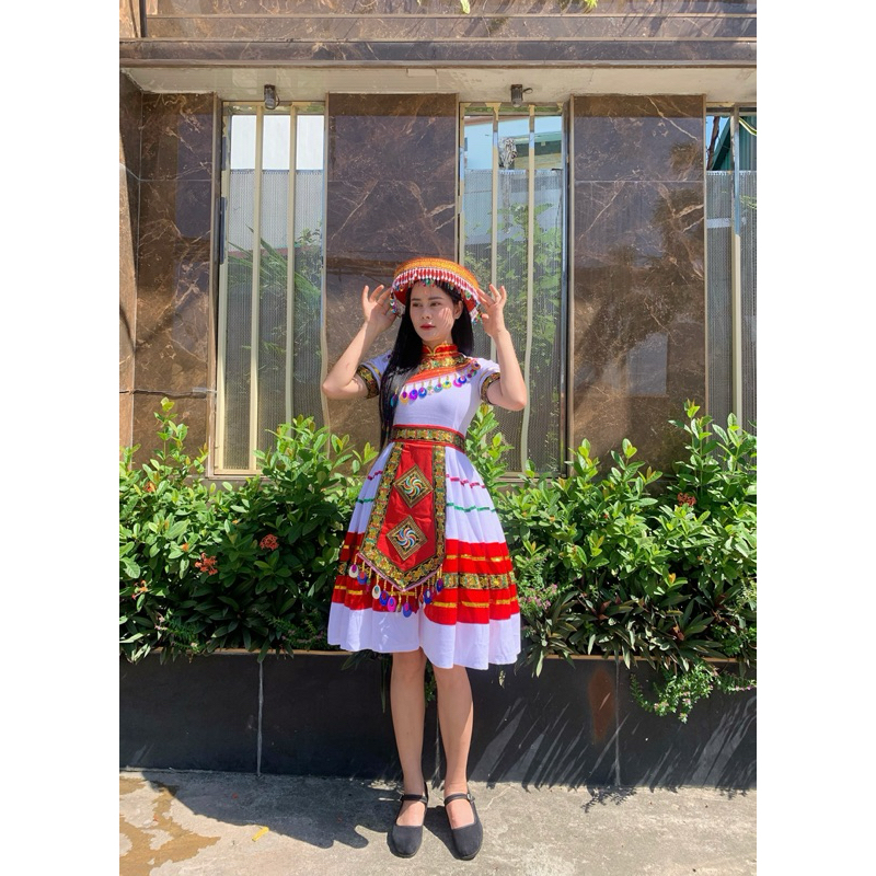 HMONG WHITE BROCADE COSTUME SET