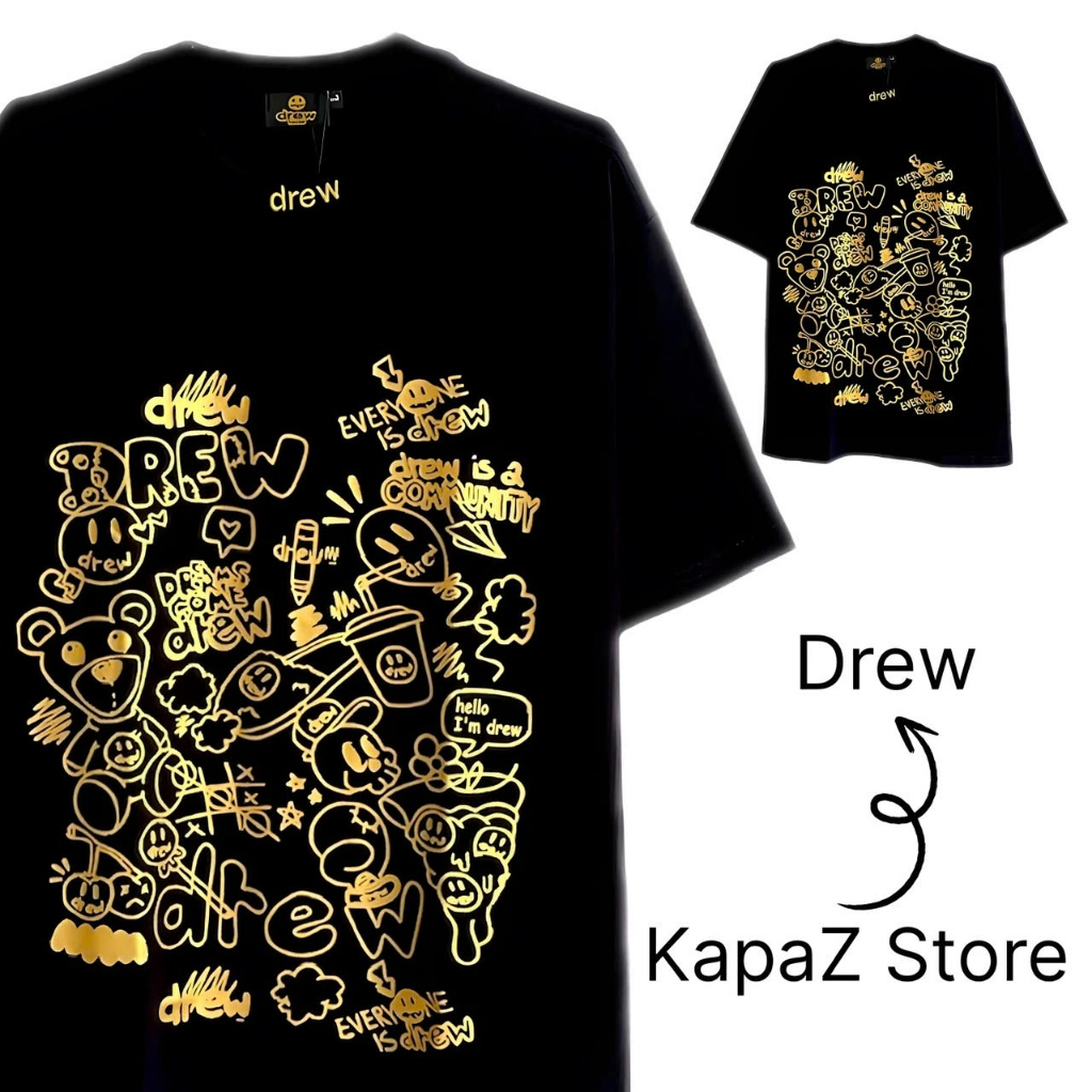 Drew Smiley Face เสื้อยืดแขนสั้น Unisex Cotton 100% - KapaZ Store