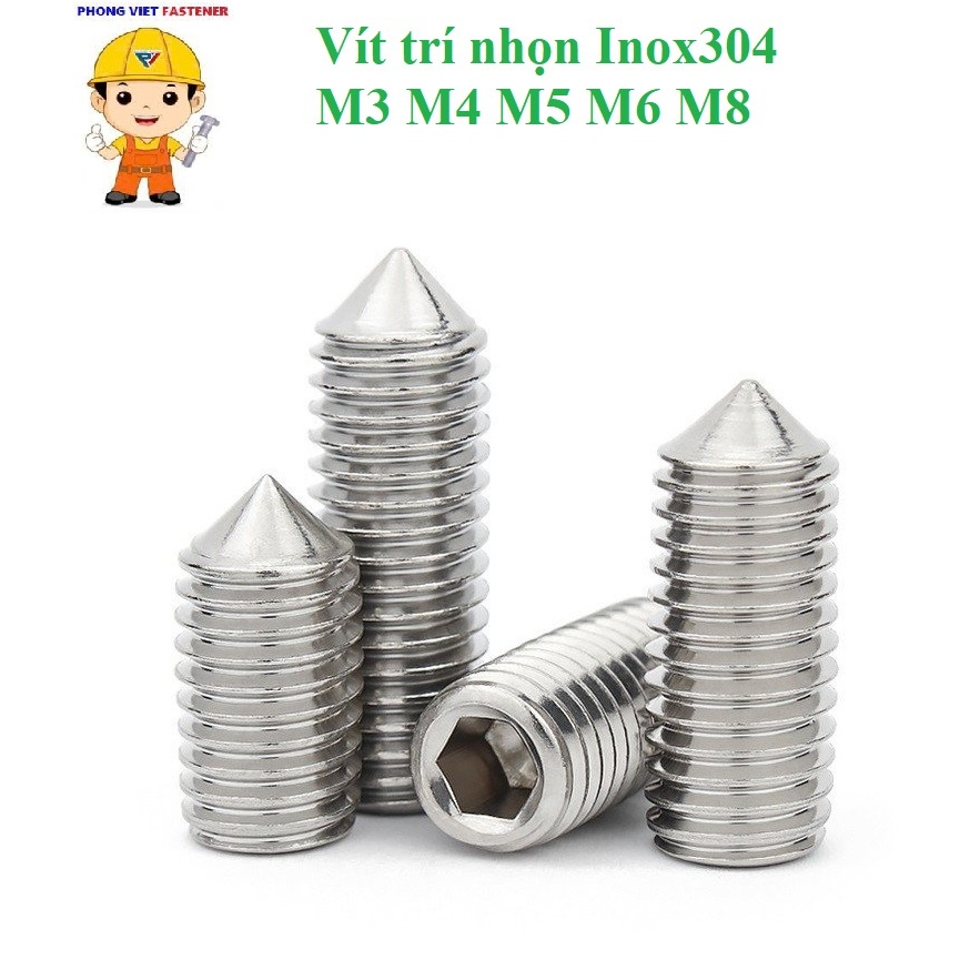 (inox304) 10 ตัว M3-M8 สกรูหัวแหลมสแตนเลส 304 M3-M8
