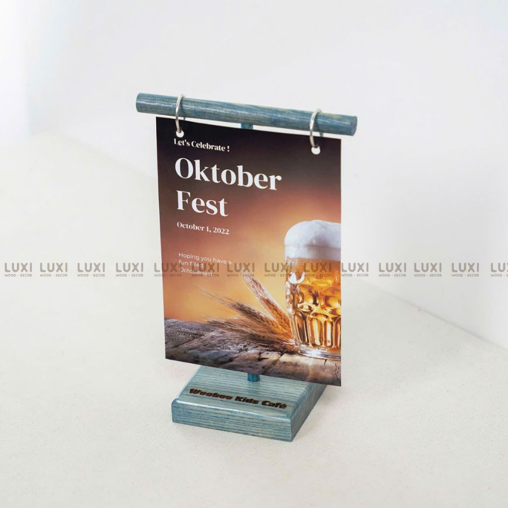 HCM l WOODEN MENU RACK ขนาด A5, T-SHAPED MENU RACK - ฟรีโลโก้ ENGRAVING