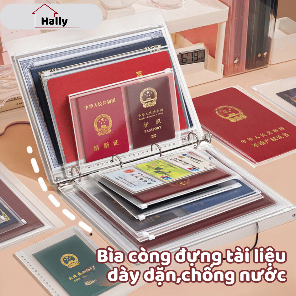 A5 B5 A4 Cuff Cover, Perforated Document Cover, หนา, กันน้ํา Office File Storage Cover HALLY- KTL03