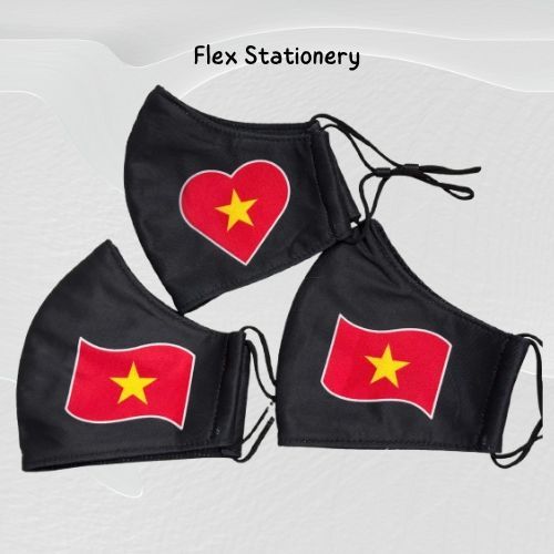 หน้ากากผ้าพิมพ์ลาย 3 มิติพร้อมผ้าแยก NATIONAL, VIETNAM FLAG, STARS, FASHION, การป้องกันผลลัพธ์