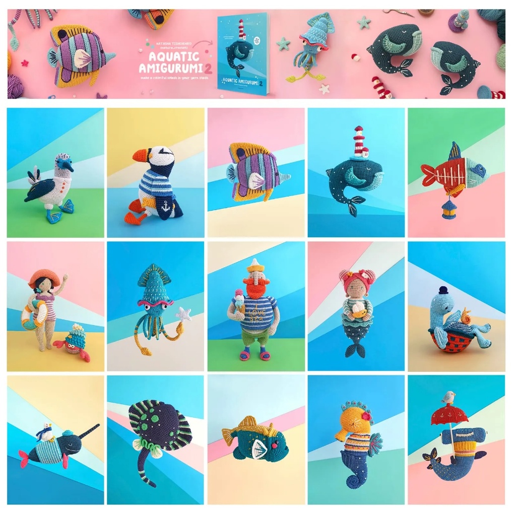 แผนภูมิโครเชต์เวียดนามสําหรับ Ebook Aquatic ชุด 1 และ 2