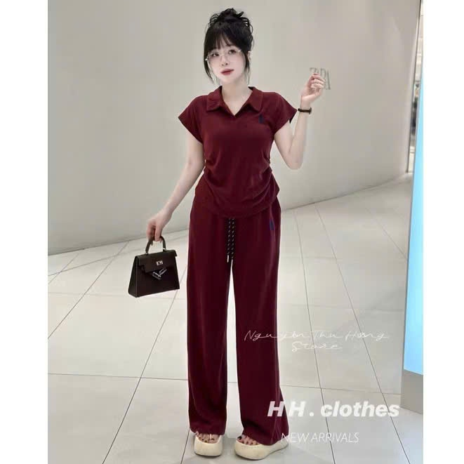 ชุดเสื้อผ้าผู้หญิงสุดหรูชุดเสื้อผ้าผู้หญิงพร้อมกางเกงขายาวชุดคอปกม้าพร้อมกางเกงหลวมปักเทรนด์มาแรงของ