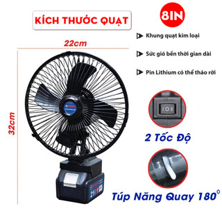 Quạt Tích Điện Makita Chạy Liên Tục 4-10H. Quạt Bàn - Có Đảo Chiều - 2 Tốc Độ Gió - Pin Phổ Thông