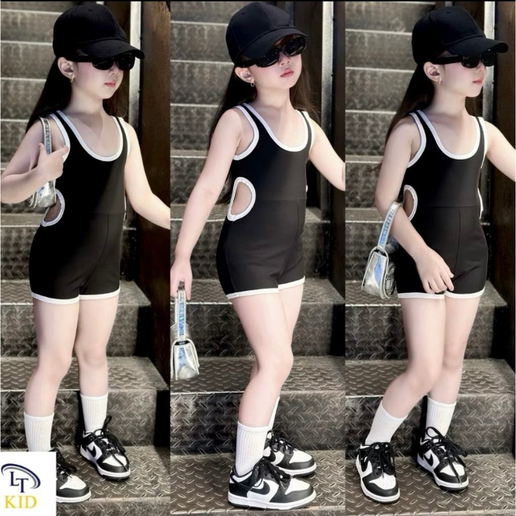 ชุดว่ายน้ําเด็กผู้หญิงชุดบอดี้สูทเอวต่ํามีสไตล์สําหรับเด็กผู้หญิง 10-30กิโลกรัม