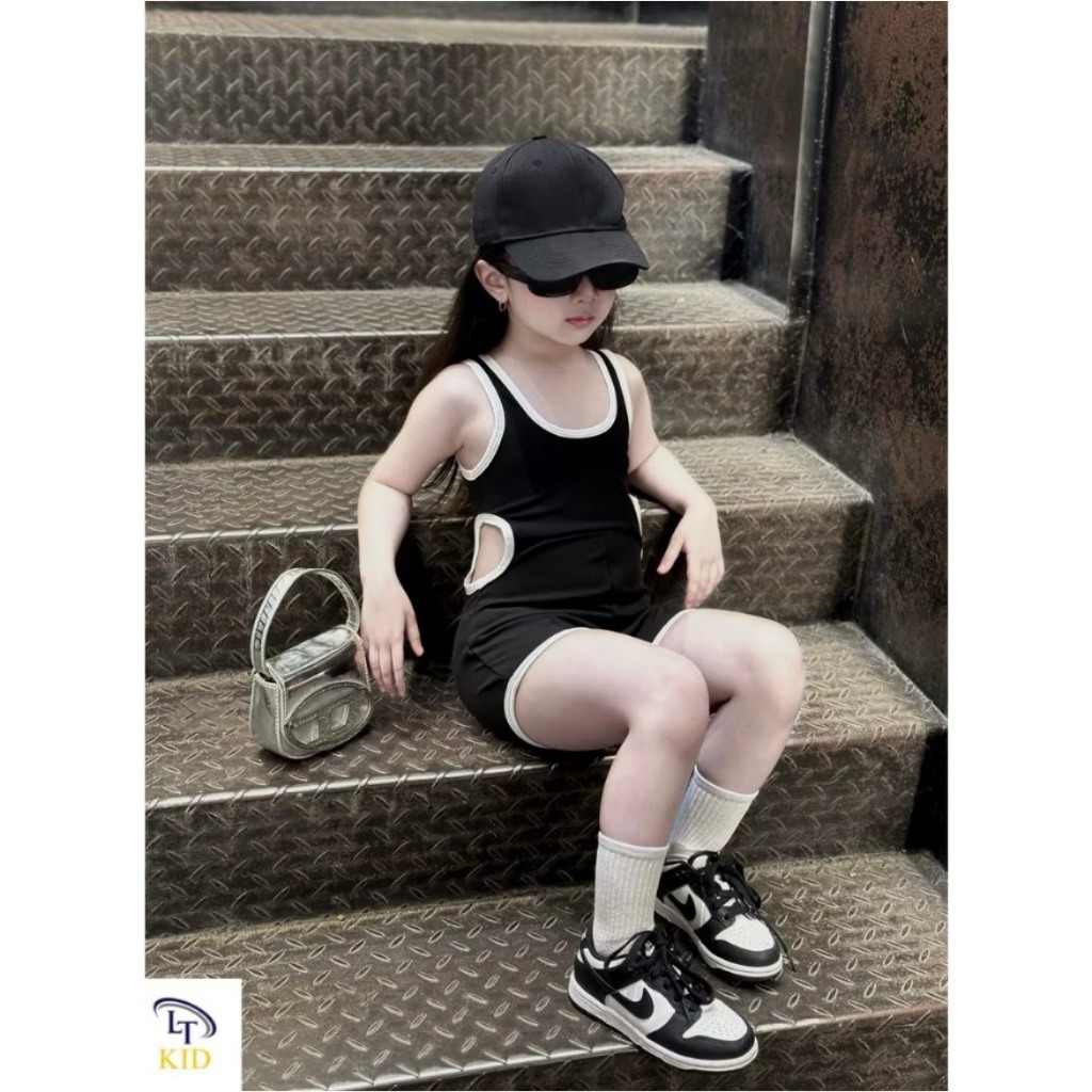 ชุดว่ายน้ําเด็กผู้หญิงชุดบอดี้สูทเอวต่ํามีสไตล์สําหรับเด็กผู้หญิง 10-30กิโลกรัม