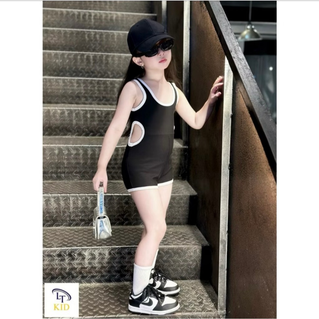 ชุดว่ายน้ําเด็กผู้หญิงชุดบอดี้สูทเอวต่ํามีสไตล์สําหรับเด็กผู้หญิง 10-30กิโลกรัม