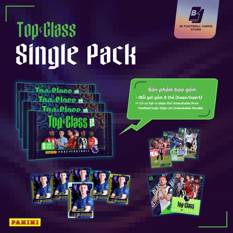 ซองเดี่ยว - Panini Top Class 2025 Premier League - การ์ดเครื่องเล่นของแท้