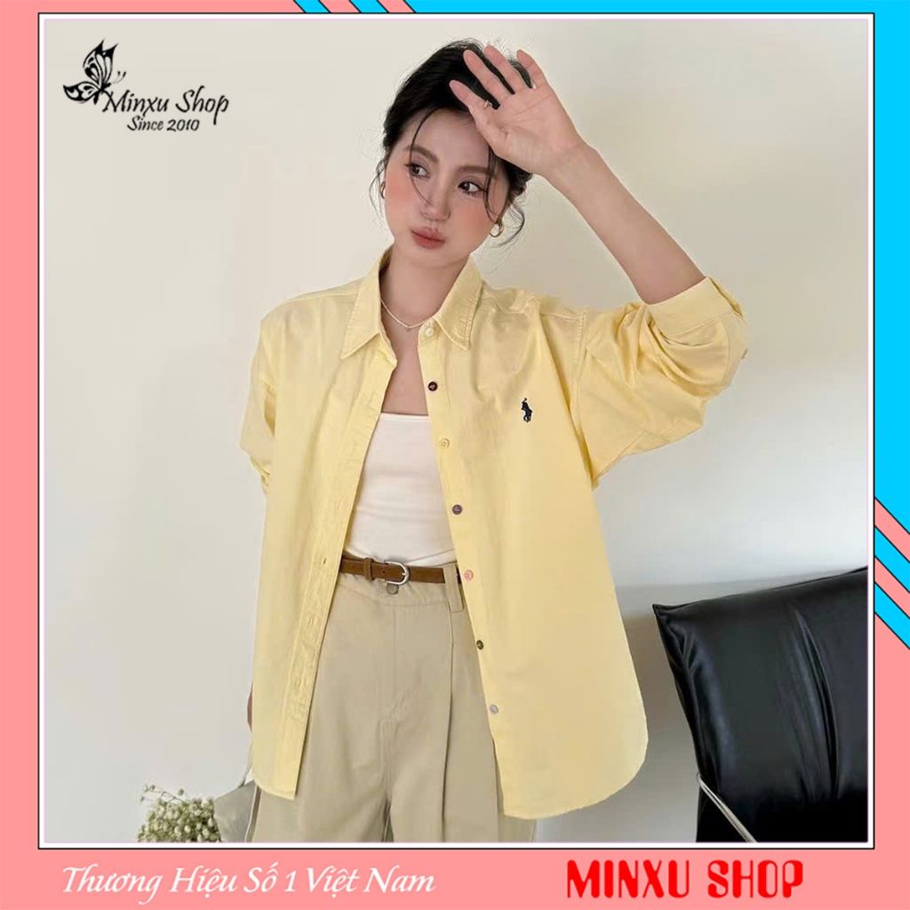 Mac GiGi เสื้อปักม้าแขนยาว ผ้านุ่ม ทรงหลวม QC Minxu Shop SOM16