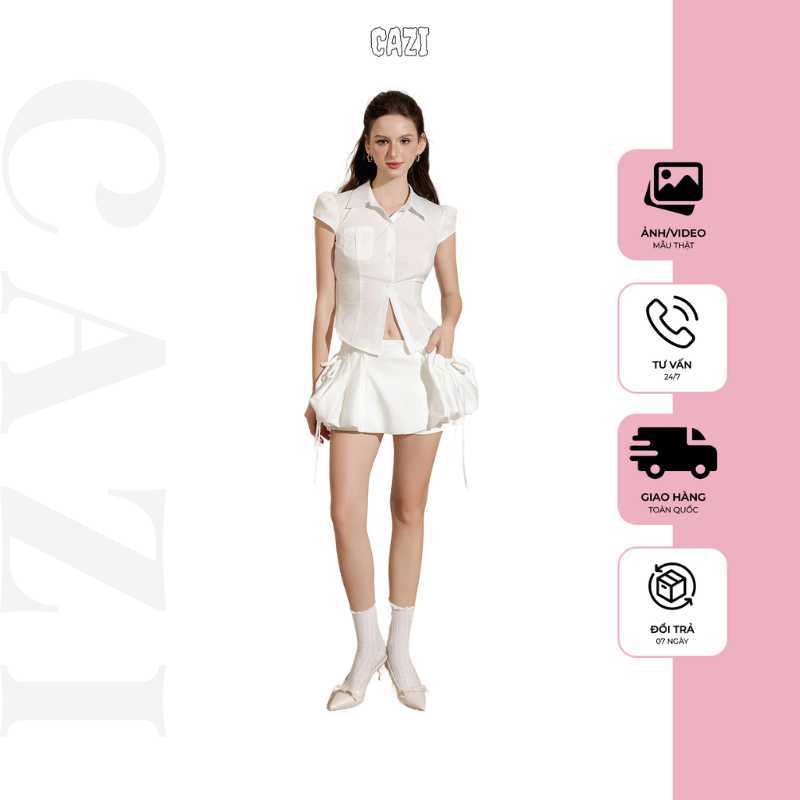 [odd shirt] Cazi Lalily Top - เสื้อคอปกเยอรมันแขนหอย