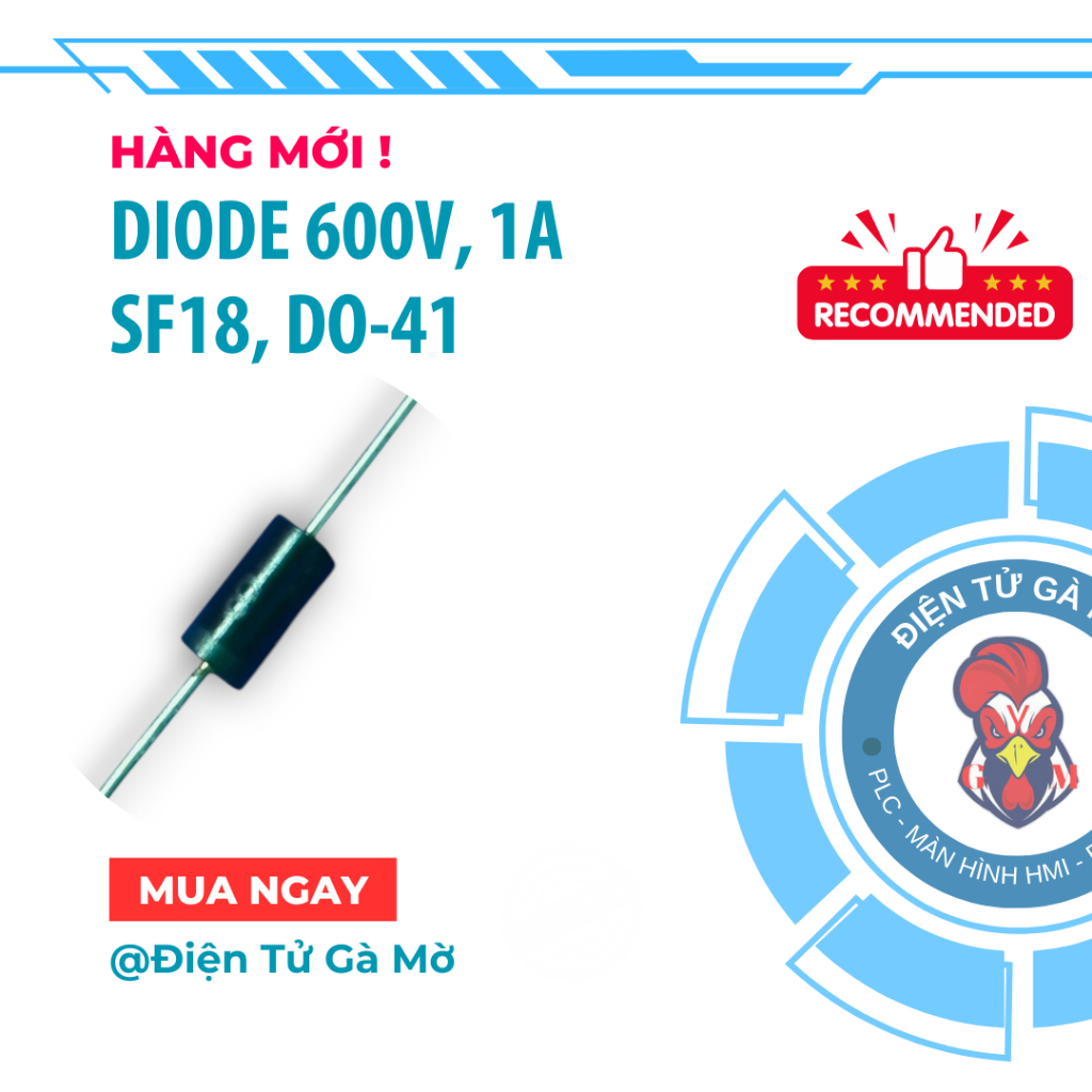 [10 CON] ไดโอด SF18 600V, 1A DO-41 นําเข้าใหม่