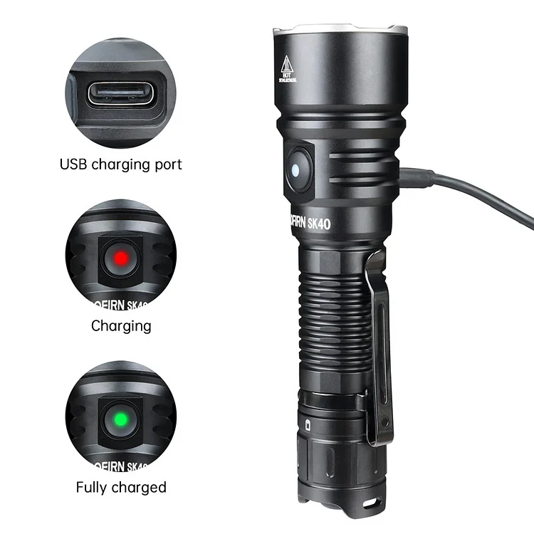 Đèn pin chiến thuật Sofirn SK40 sáng 3200 Lumens chiếu xa 580m sạc USB-C