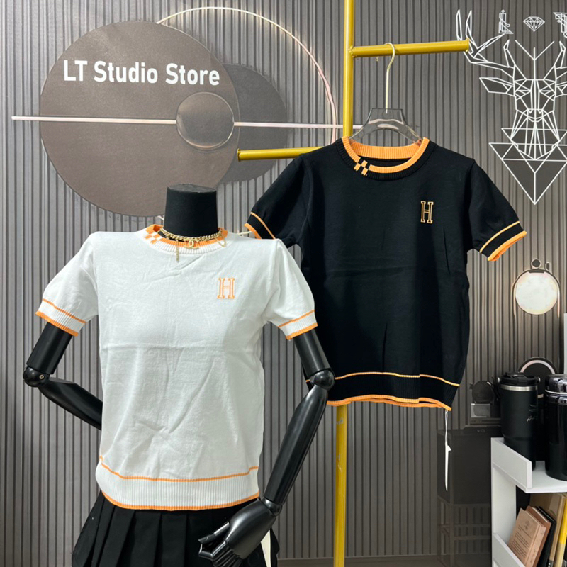 เสื้อกันหนาวผู้หญิงรูปตัว ชม. คอปกสีส้มหรูหราสุดๆไหมพรมแบบบางสําหรับฤดูร้อนฟรีไซส์908