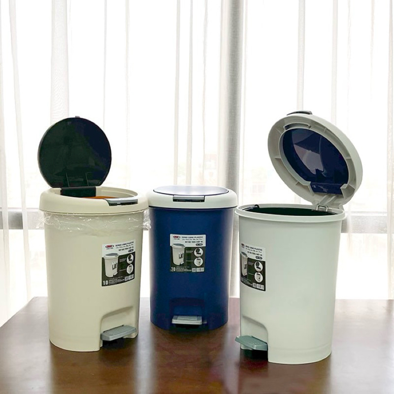 ถังขยะ ถังขยะทรงกลม 2 ฝา 6.5L Song Long พลาสติก