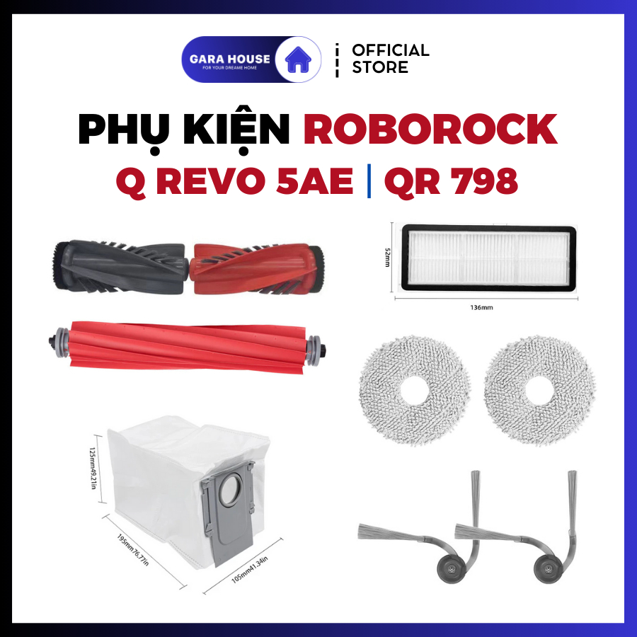 อุปกรณ์เสริมเครื่องดูดฝุ่นหุ่นยนต์ Roborock QR 798, Q Revo 5AE, Qrevo Edge, Edge 5V1, Q Revo C Pro