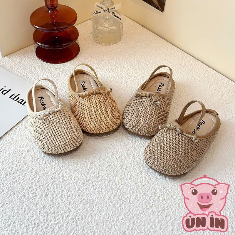 รองเท้าแตะสําหรับเด็กผู้หญิง-รองเท้าสายยางยืดติดโบว์วินเทจนุ่มพิเศษและแข็งแรงเหมาะสําหรับเด็กไปโรงเร