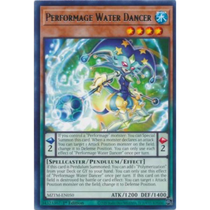 การ์ด yugioh ของแท้ Performage Water Dancer - MZTM-EN050 - Rare 1st Edition