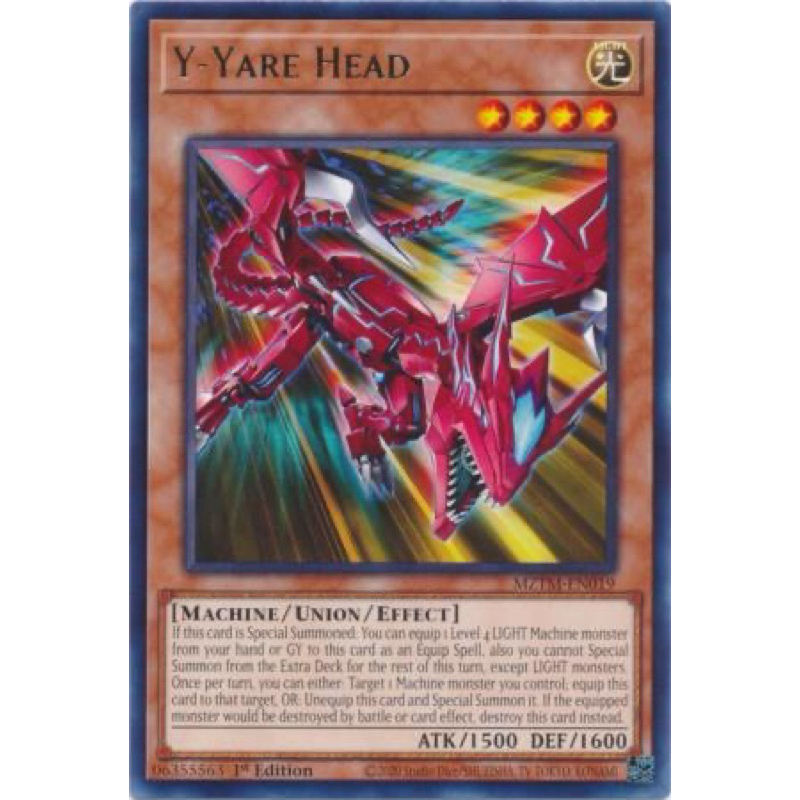 การ์ด yugioh ของแท้ Y-Yare Head - MZTM-EN019 - Rare 1st Edition