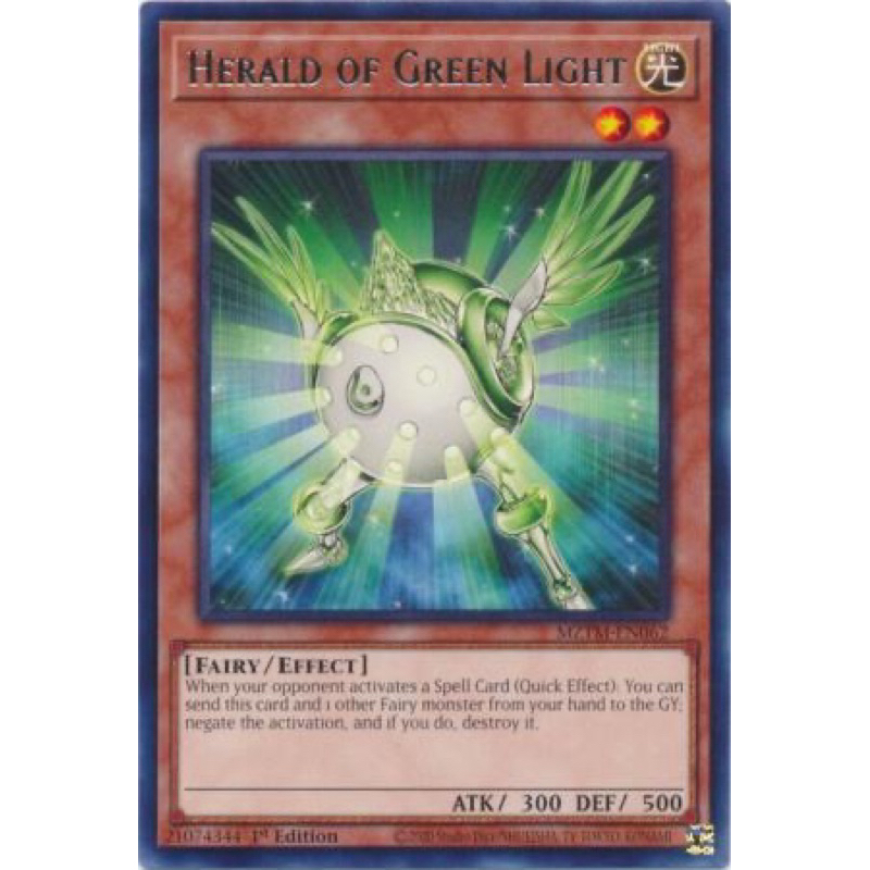 การ์ด yugioh ของแท้ Herald of Green Light - MZTM-EN062 - Rare 1st Edition