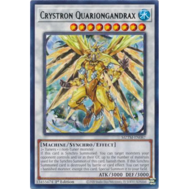 การ์ด yugioh ของแท้ Crystron Quariongdrax - MZTM-EN087 - Rare 1st Edition