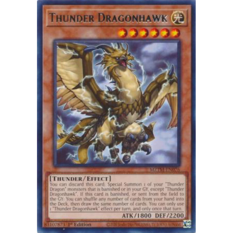 การ์ด yugioh ของแท้ Thunder Dragonhawk - MZTM-EN076 - Rare 1st Edition