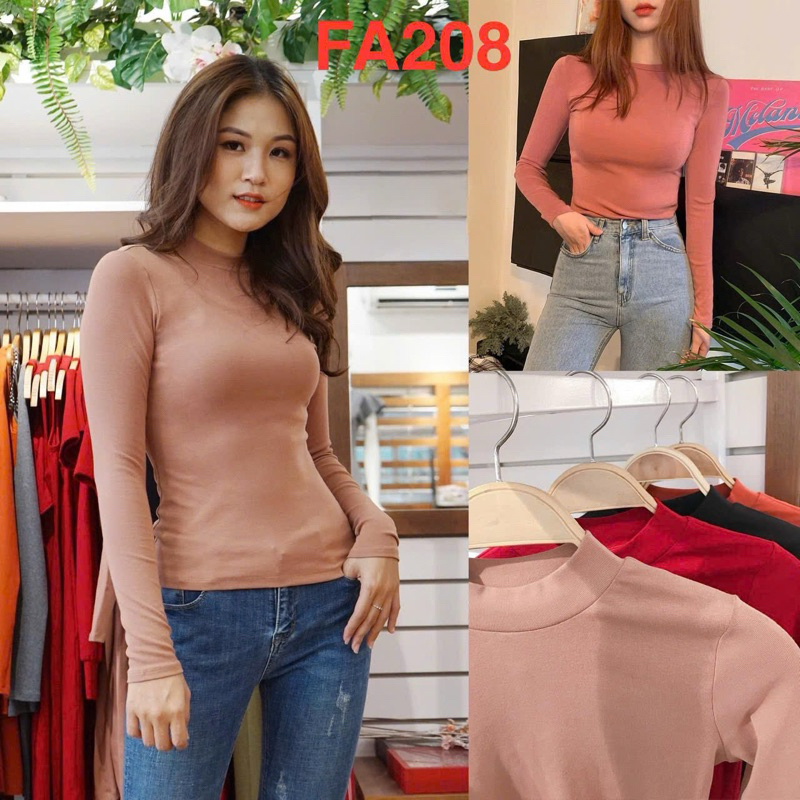 AFA208 เสื้อบอดี้คอนคอปกสูง 3 ซม. และแขนยาว