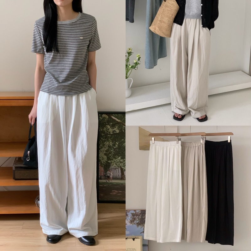 NUTCLOSET - กางเกงขากว้างเอวยางยืด 5106_Q0560