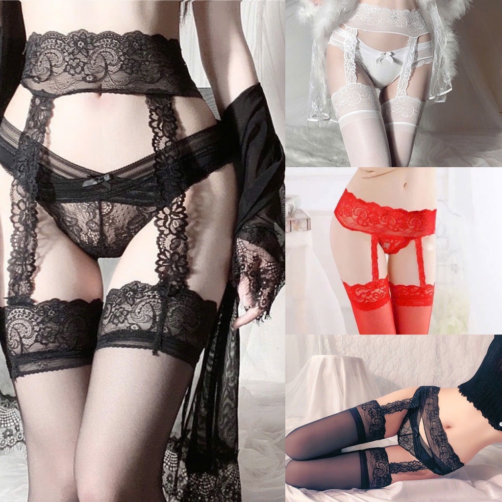 TL200 ถุงน่องผู้หญิงแต่งลูกไม้ลายดอกไม้ ถุงน่องตาข่ายบางเซ็กซี่ JK BULL.SHOP