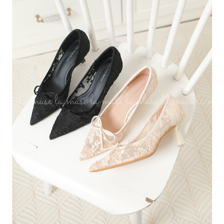 La Muse - รองเท้าส้นสูงลูกไม้ตาข่ายแฟชั่น Blair