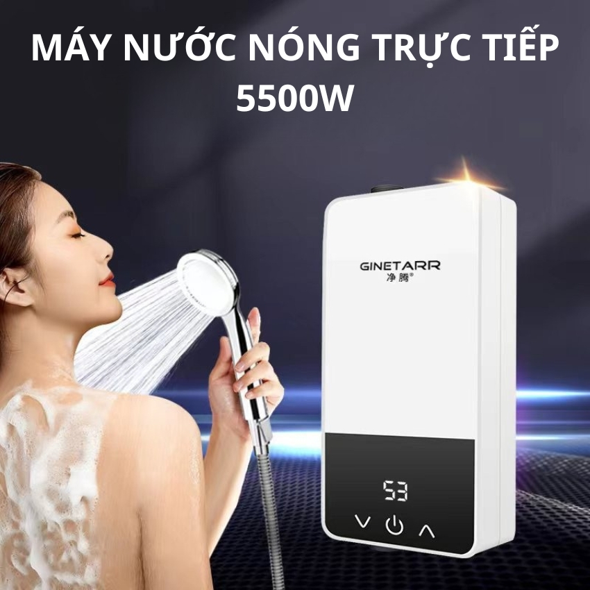 เครื่องทําน้ําอุ่นโดยตรงที่ก๊อกน้ํา เครื่องทําน้ําอุ่นโดยตรง ก๊อกน้ําฝักบัวพร้อมฝักบัว GINETARRR D55
