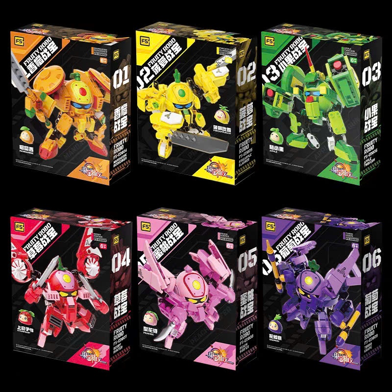 F5 Fruit Robot Brick Assembly Model - Fruity Robot Tangerine Apple Strawberry Fragrant Assembly Mode