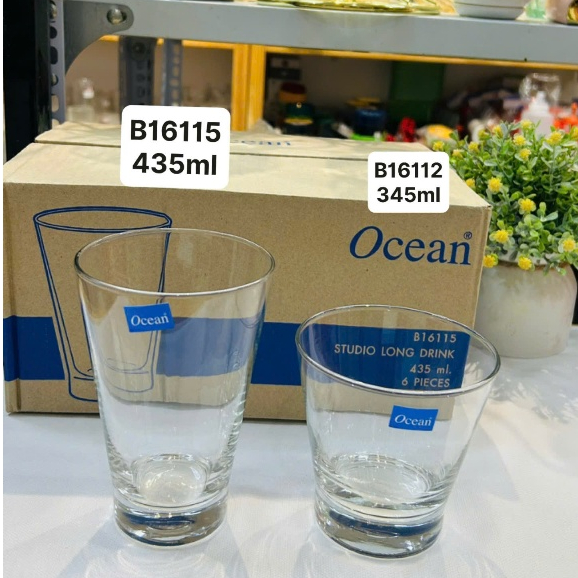 ชุด 6 ชิ้น THAILAND OCEAN Flared Glass Cups Yogurt Pearl Coffee Coconut Essence