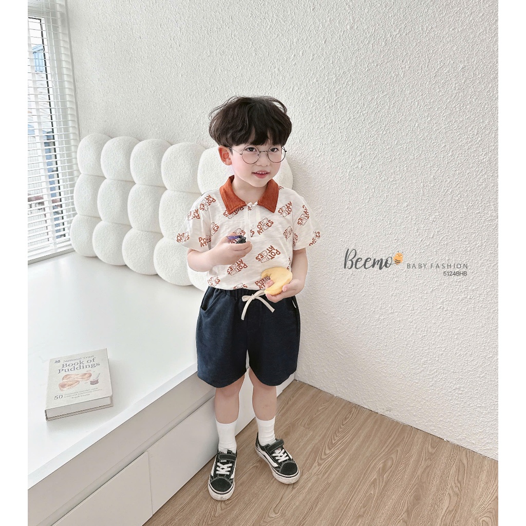 Beemo sleeveless Set พิมพ์ลายไดโนเสาร์ ผ้าคอตตอนเท่ๆ สําหรับเด็กผู้ชาย ตั้งแต่ 9-24kg 5124BHB