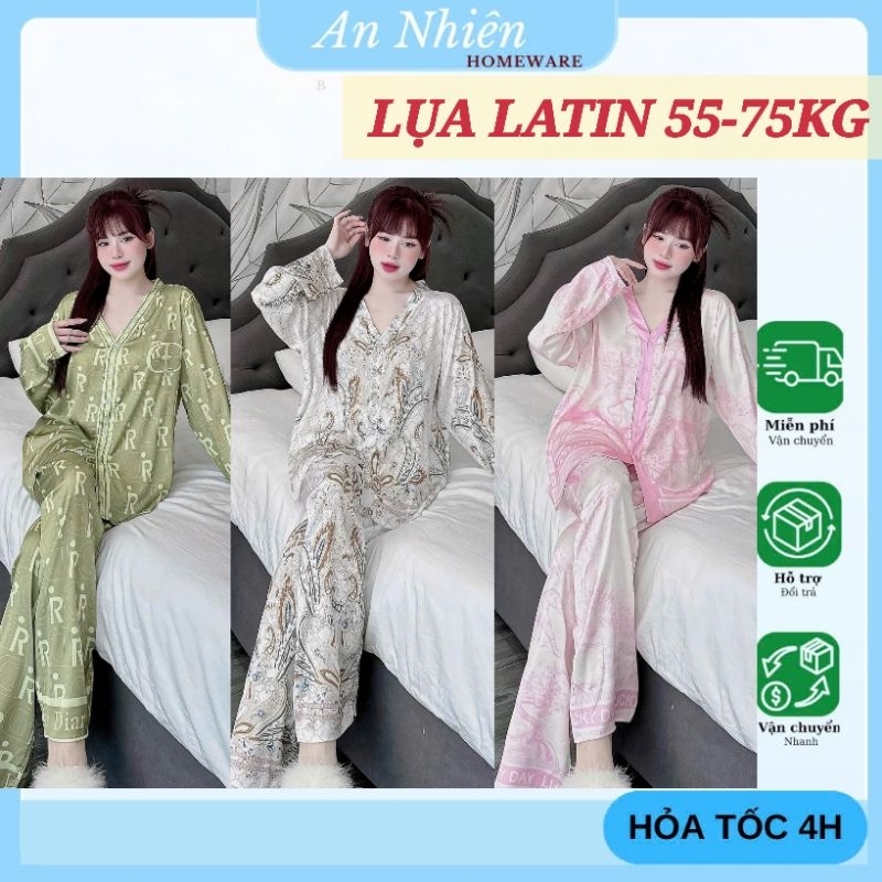 ชุดนอนผ้าไหมละตินคุณภาพสูงสําหรับผู้หญิงสุดน่ารักสําหรับใส่ในบ้านพร้อมคอวีแขนยาว