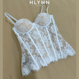 คอร์เซ็ทลูกไม้ลายดอกไม้แนวนอน ม320