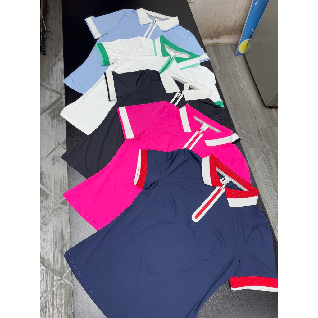 เสื้อคอปกแขนสั้นมีซิปสปอร์ต{Cosleaf}