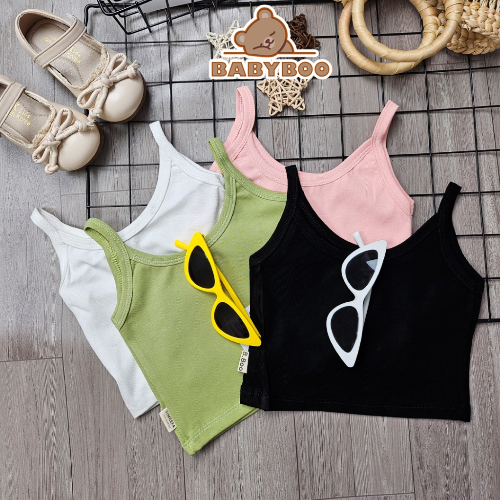เสื้อ 2 สายสําหรับเด็กผู้หญิง ทรงสลิมสั้น Form ผ้า Bozip ยืด 4 ทาง ร่วมมือง่าย - T2-Babyboo-CRHD01