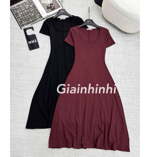 แม็กซี่เดรสบานคอยู เดรสยาวยืดแขนสั้น VS26-C2T3 - NhiNhi Shop