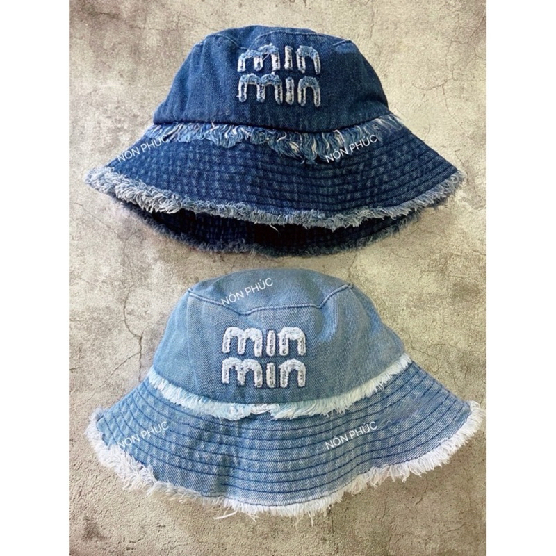 MINMIN DENIM JEAN TUA BUCKET HAT สําหรับผู้ชายและผู้หญิง