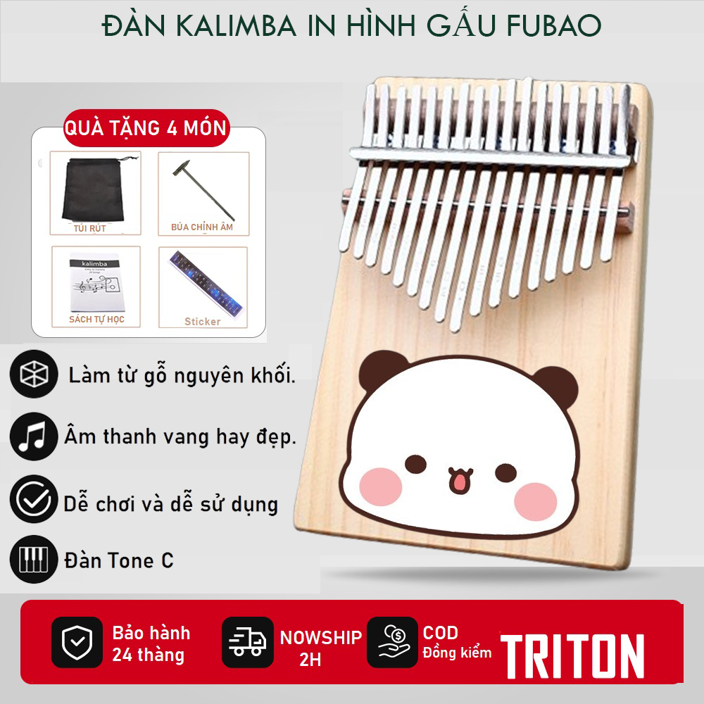 FUBAO BEAR KALIMBA 17 คีย์ - ฟรี 4 อุปกรณ์เสริมสําหรับขลุ่ย