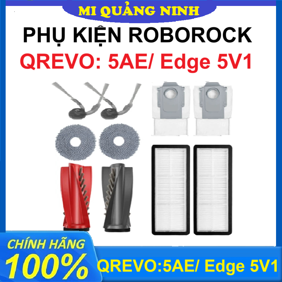 Roborock Q Revo 5AE / Q Revo Edge 5V1 อุปกรณ์เครื่องดูดฝุ่นหุ่นยนต์ - แปรงหลัก, ตัวกรอง hepa, แปรงด้