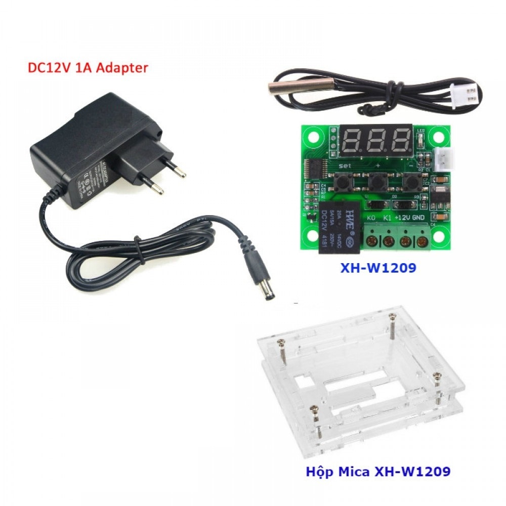 วงจรเซ็นเซอร์ควบคุมอุณหภูมิ W1209 รีเลย์ 12VDC XH-W1209