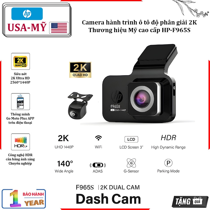 กล้องติดรถยนต์พร้อมความละเอียด Wifi และ UHD - HP แบรนด์อเมริกันระดับไฮเอนด์ - F965S
