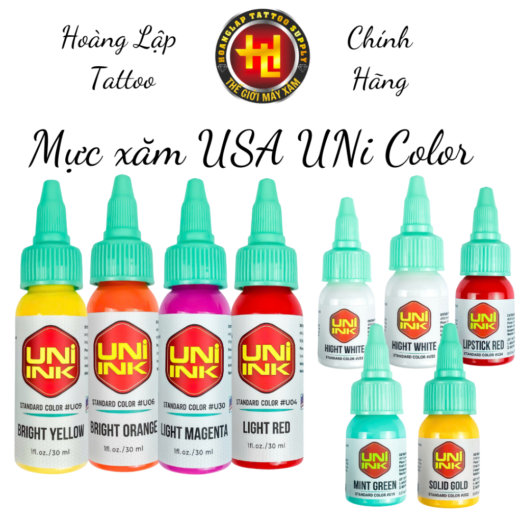 ️ Full Color ของแท้ Uni Ink Color USA Tattoo Ink - Bold - คละสีง่าย ให้สัก Hoang Lap ของแท้