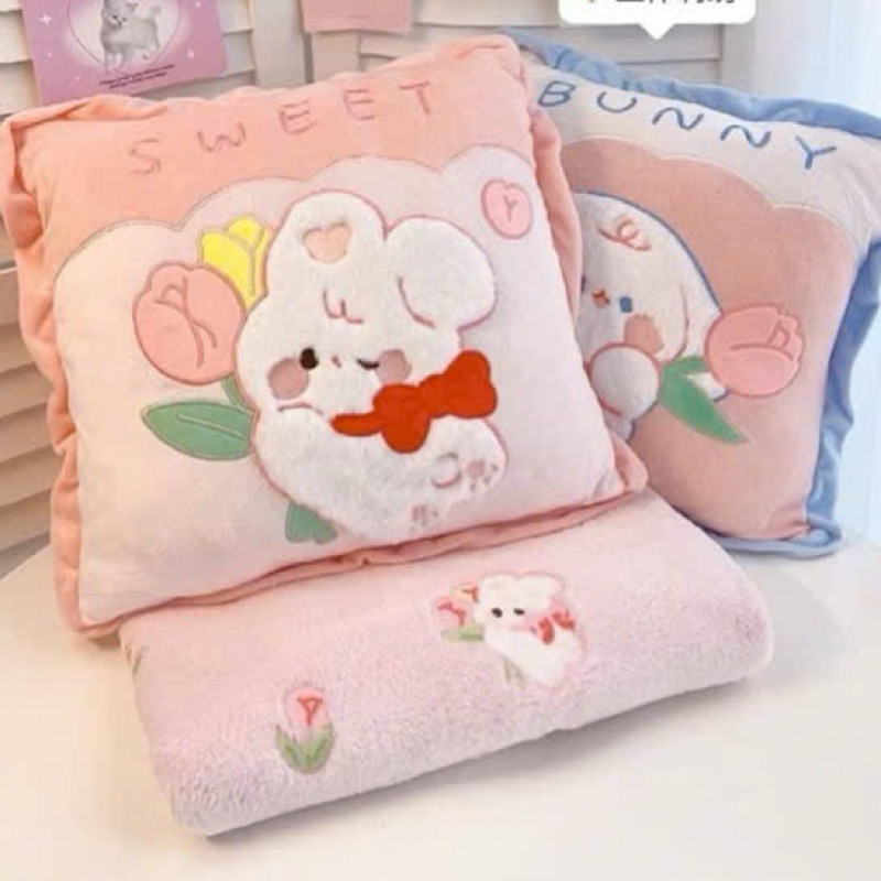 Combo หมอนออฟฟิศ พนักพิงศีรษะ และผ้าห่ม 1 ผืน (1.1*1.6)M หรือ (1m.6*2)M Nha Xinh Shop