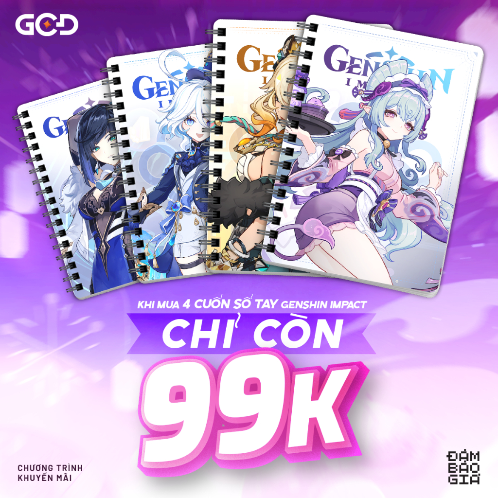 [HOT] COMBO of 4 Genshin Impact 100 หน้า Spiral Notebooks ขนาด A5 A6 - GCD Shop