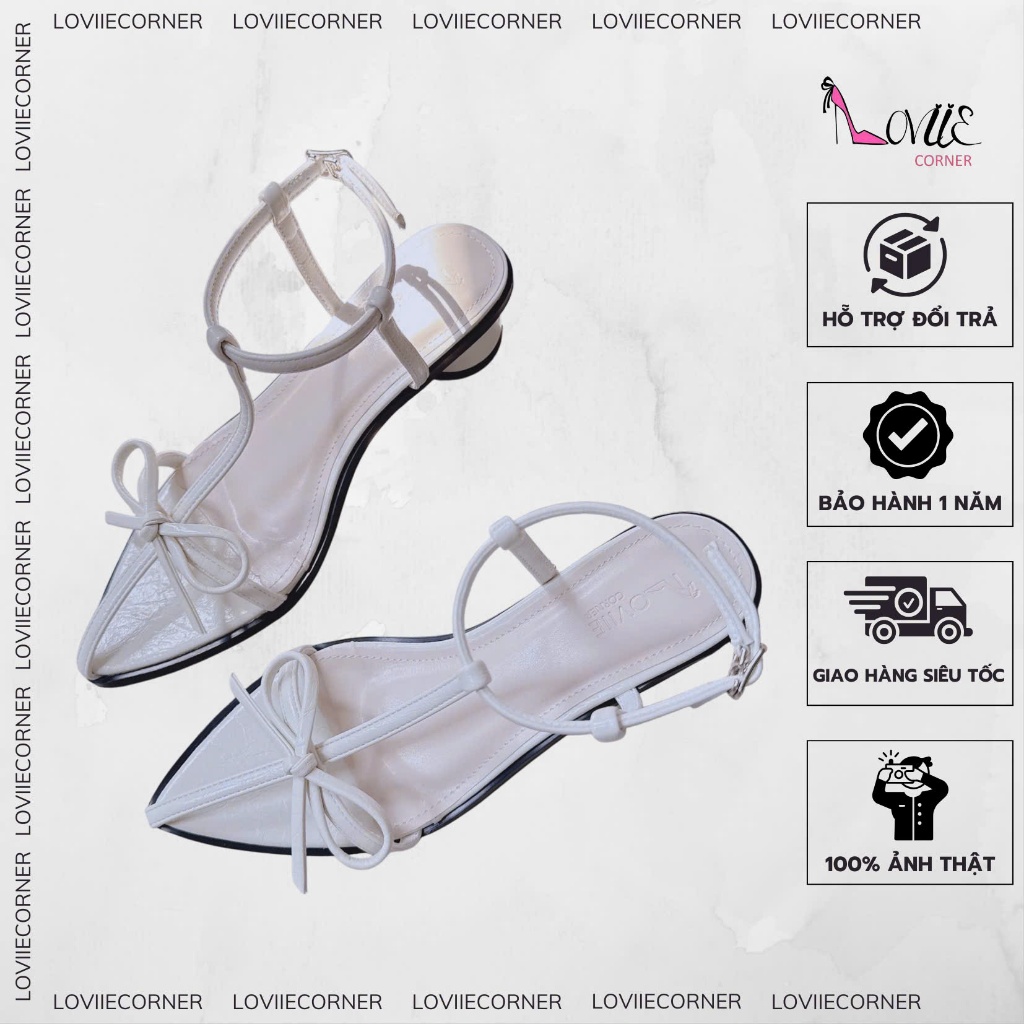 LOVIECORNER - POINTED TOE HIGH HEEL SANDAL - HIGH HEEL CLOSED WITH BOW 5 SEGMENT ROUND HEEL - AG2503