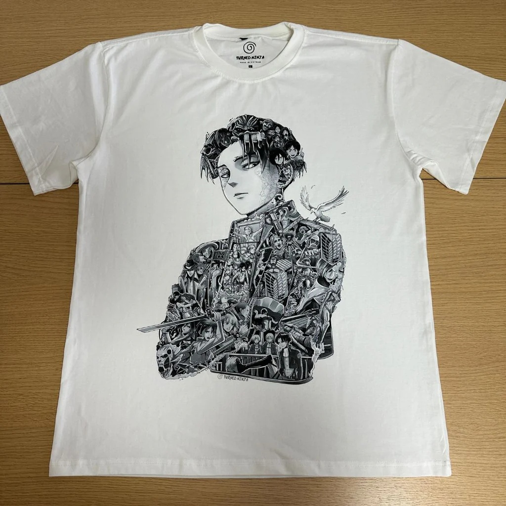 เสื้อยืด Livai Ackerman (AoT) รุ่นไร้สี ผ้าคอตตอน 100% สองสี พิมพ์ลายจาก Turned Ninja